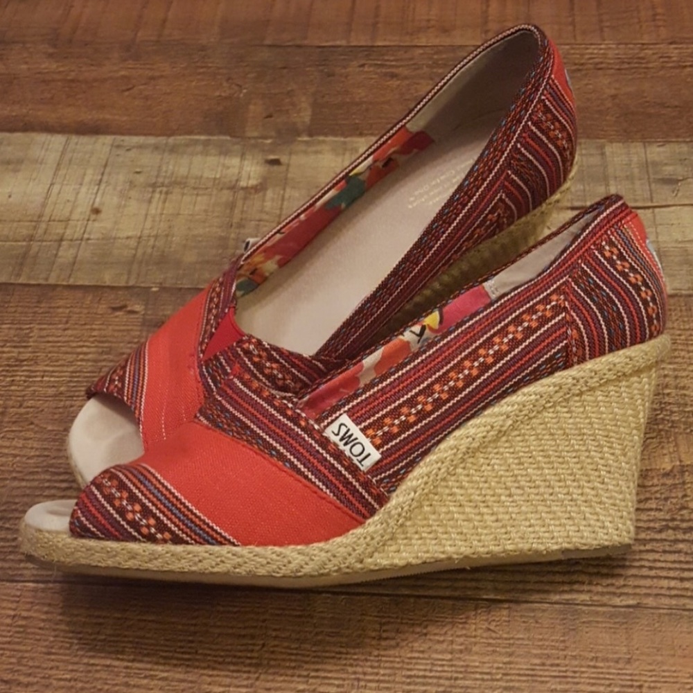 Toms Peep Toe Wedge Espadrilles